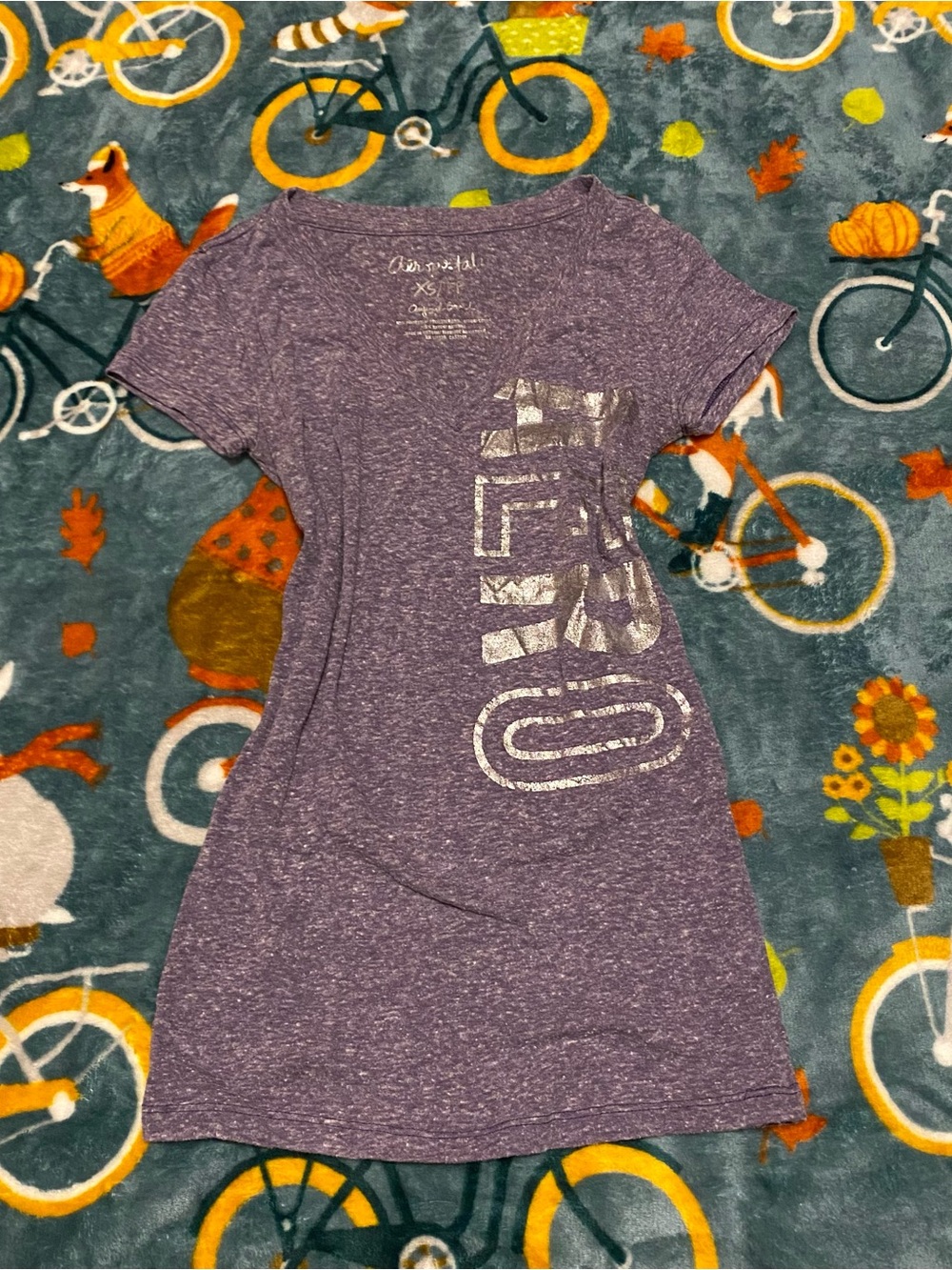 Aeropostale Logo Graphic Baby Tee Heather Purple/Silver Short Sleeve Women’s XS
